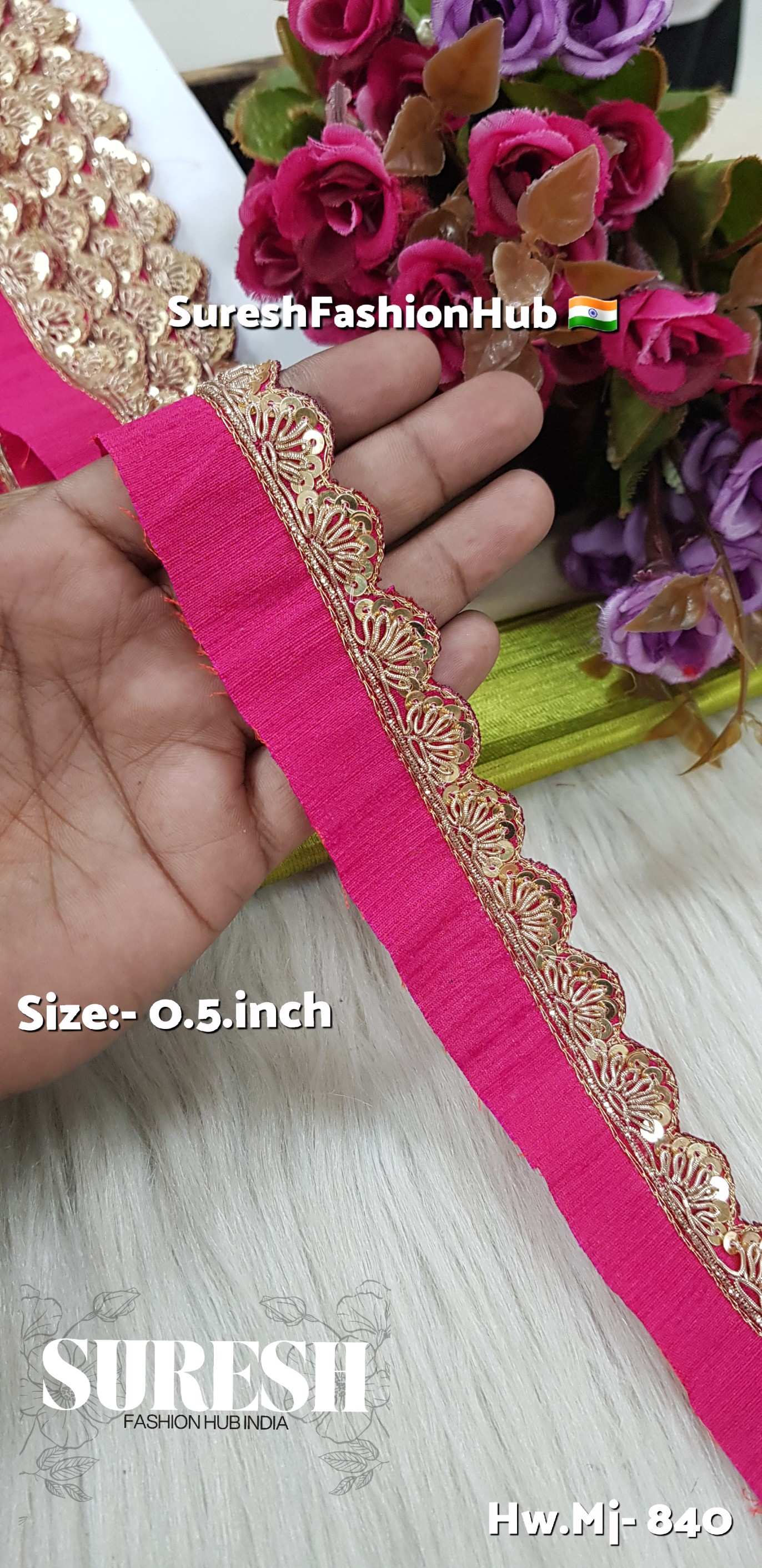 Rani Zardosi Scalloped Border – Mj-840