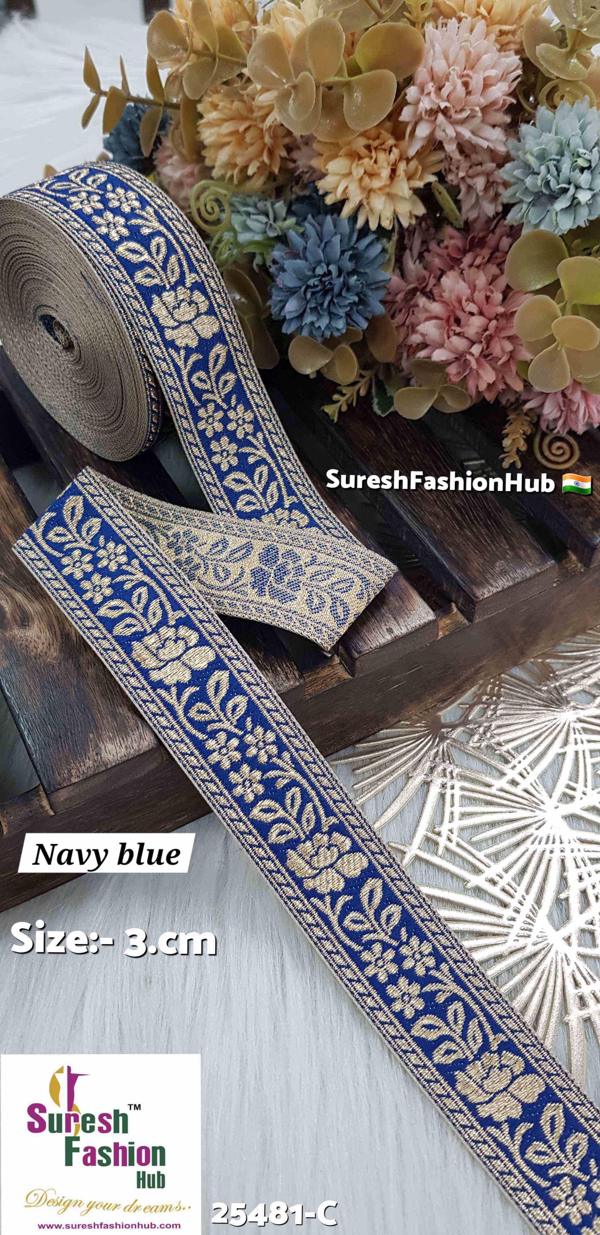Navy Nebula Banarasi Lace