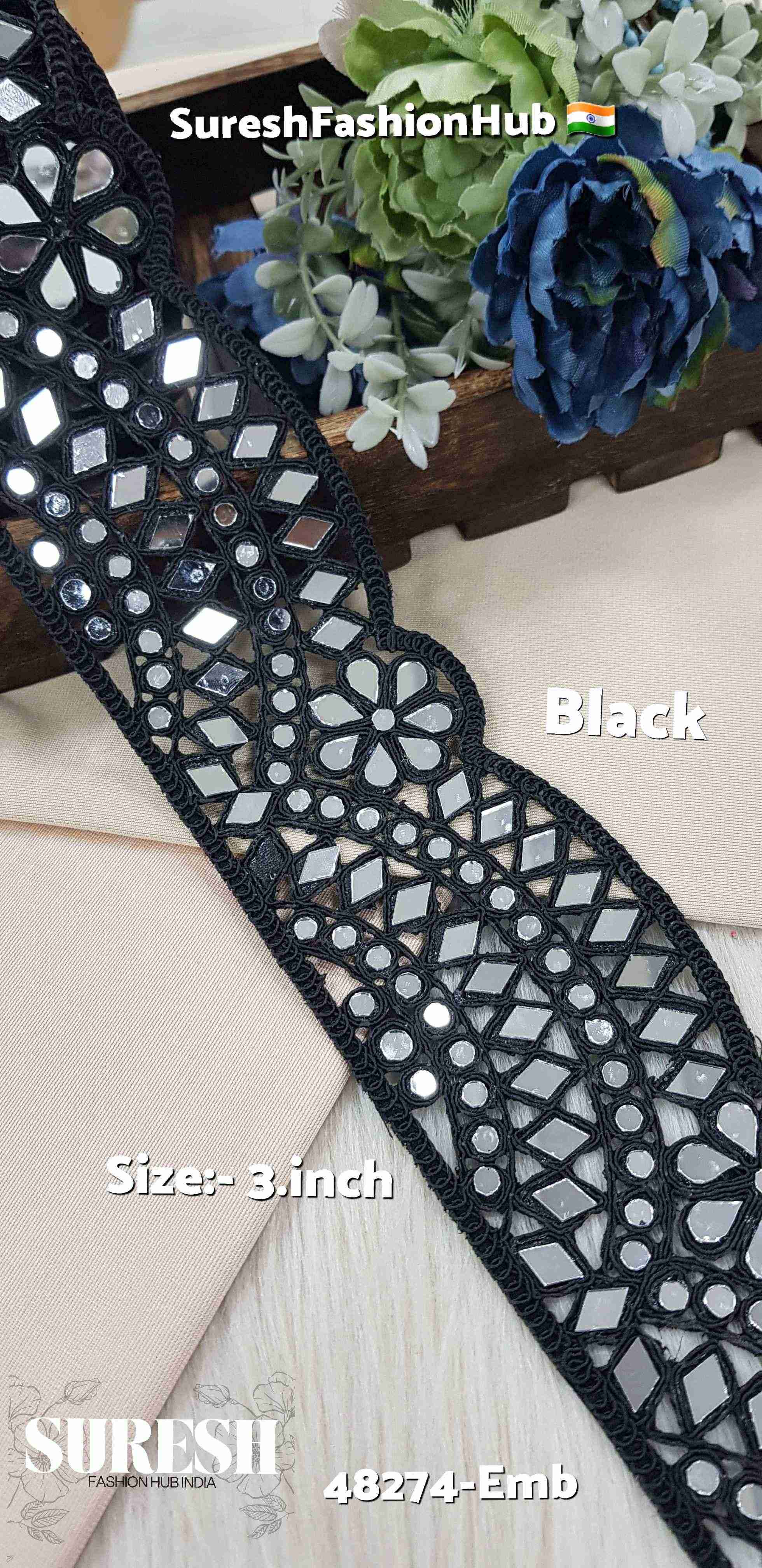 Black Scalloped Cutwork Lace