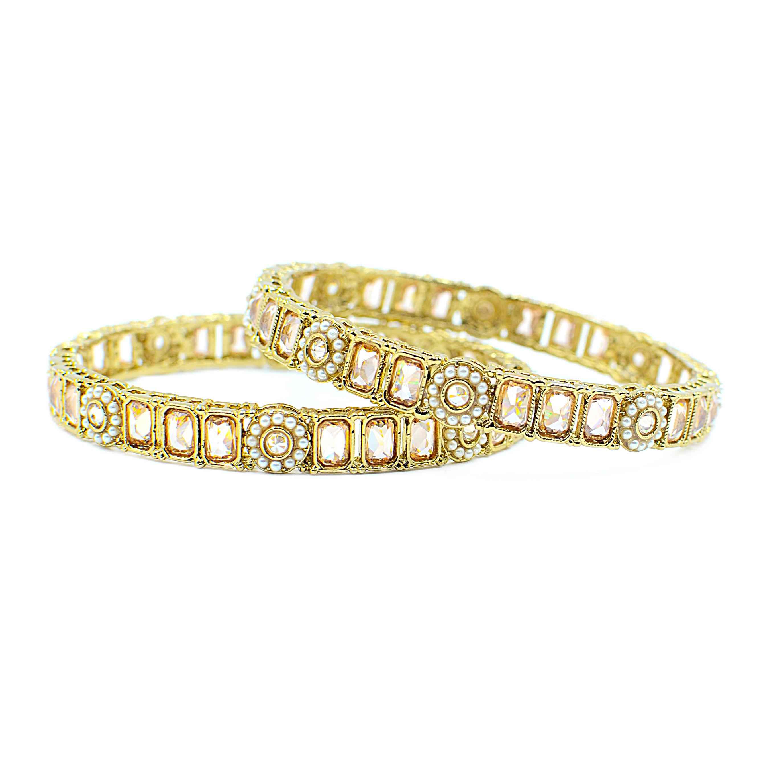 The Nila Gold Plated Kundan Bangle Set