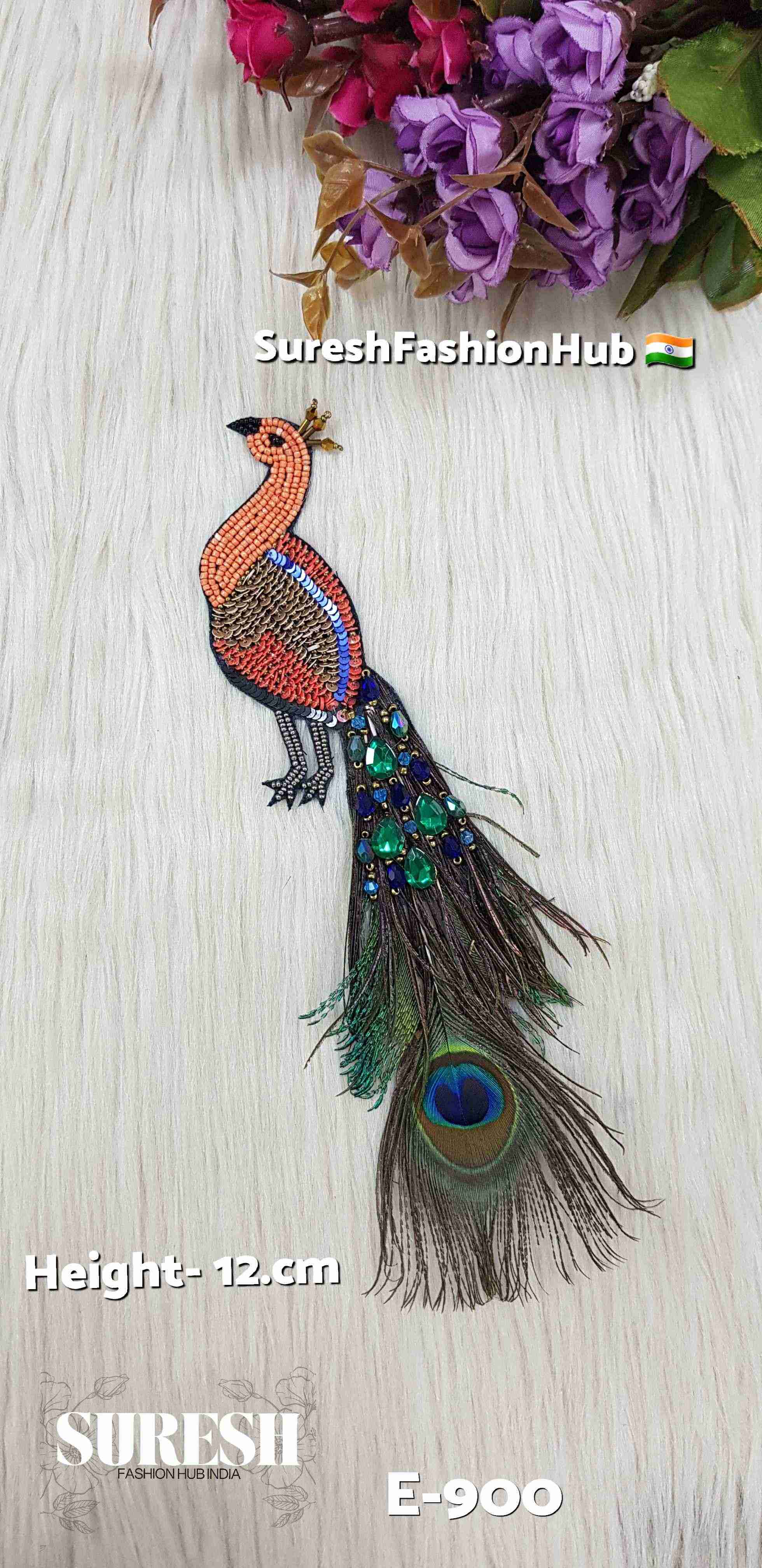 Persian Orange Peacock Patch – Left Facing | E-900