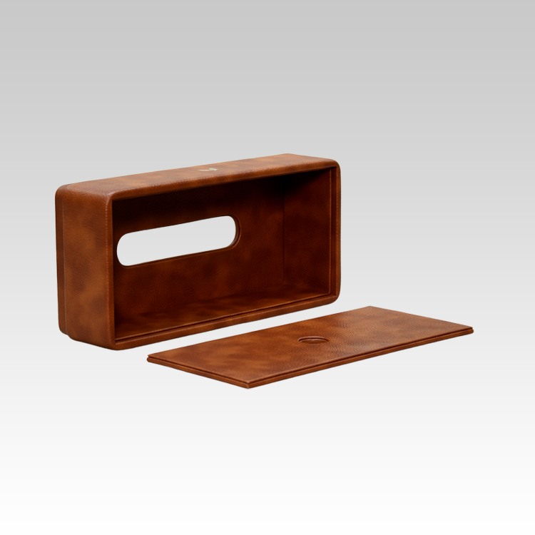 Tissue Box Holder for Home and Office in Premium Faux Leather | Size: 9.5 x 4.5 x 2.5(H) Inches | Classic | Tan