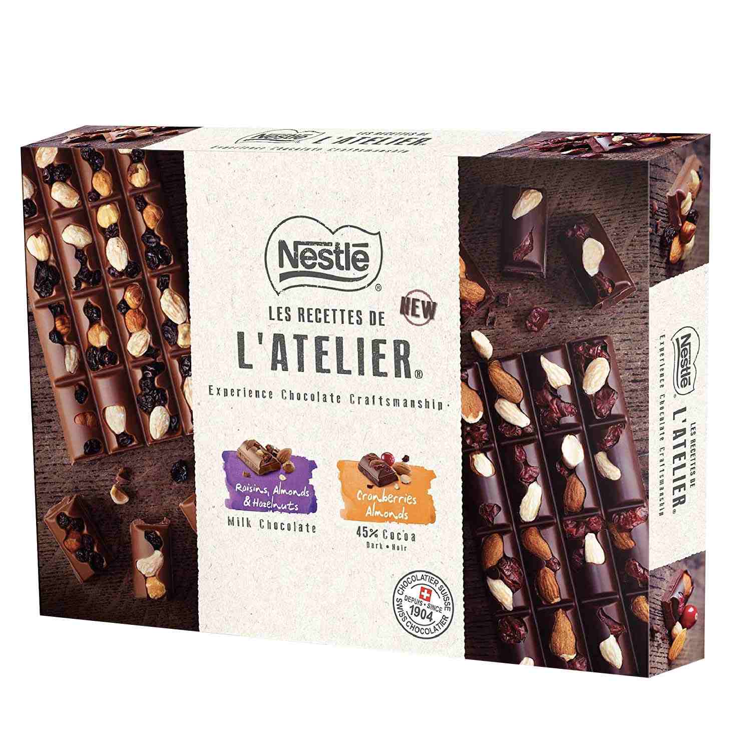 Nestlé LES RECETTES DE L’Atelier Swiss Chocolates Gift Pack - 585g.(Pack of 3 Tablets)