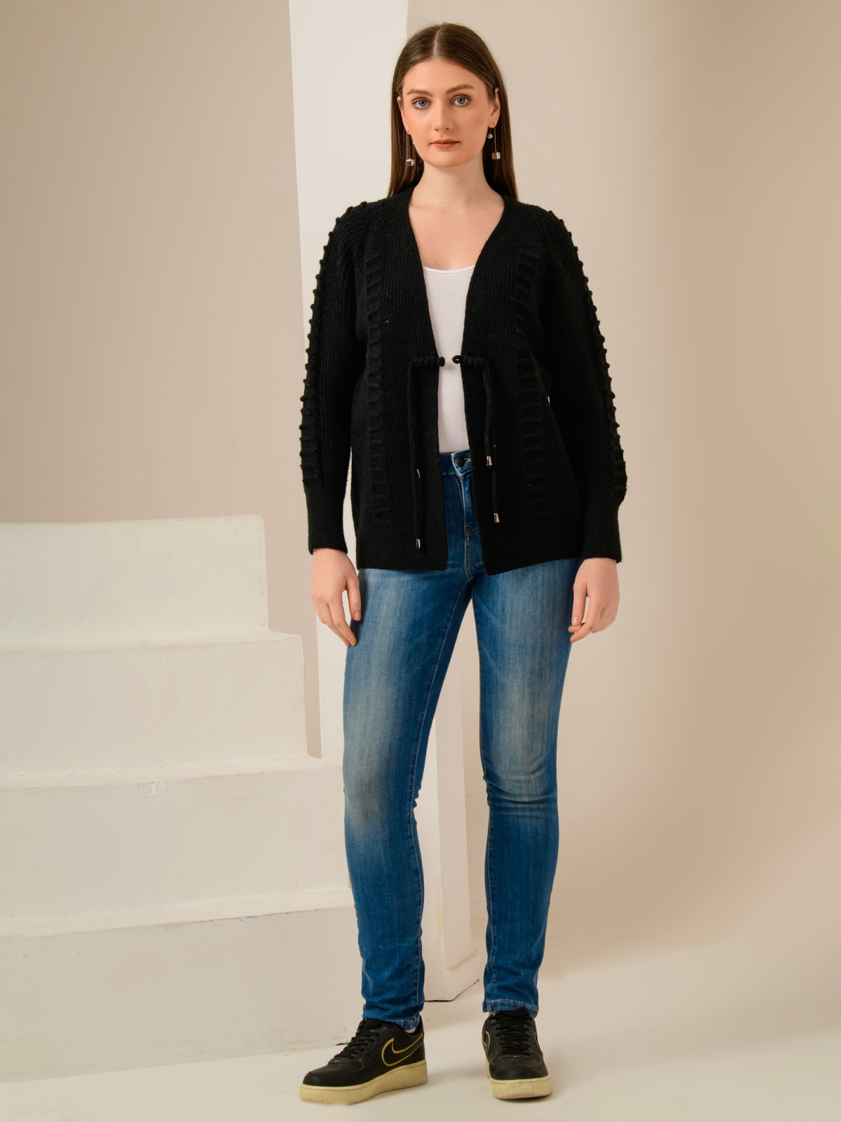 ALBION SMART BLACK LADIES WINTER TOP (WOOLEN)