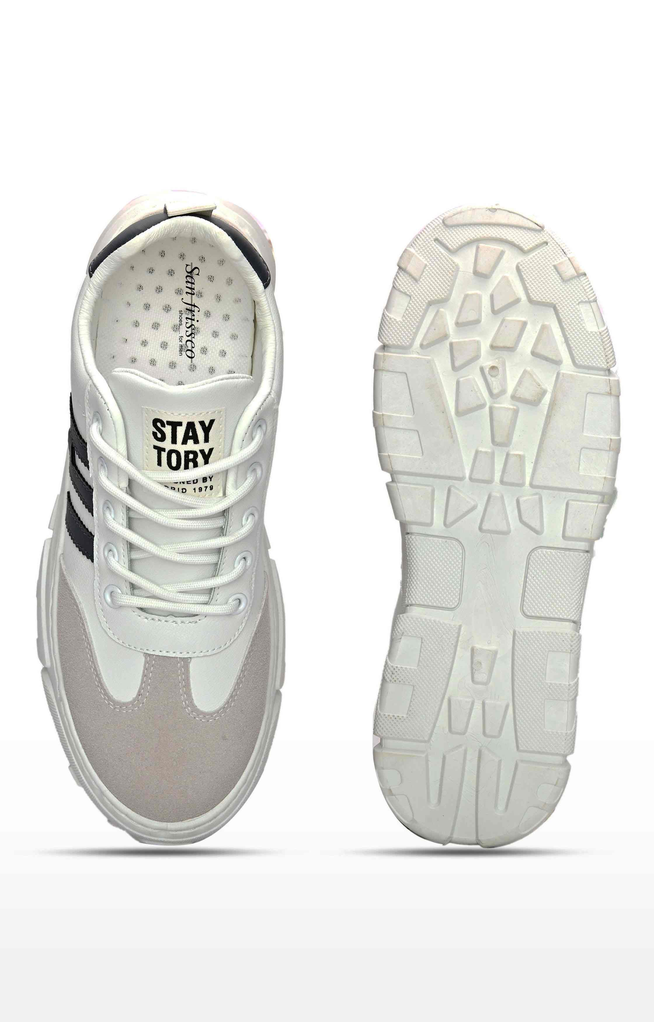 San Frissco Men Faux Leather Blazer White sports Shoes