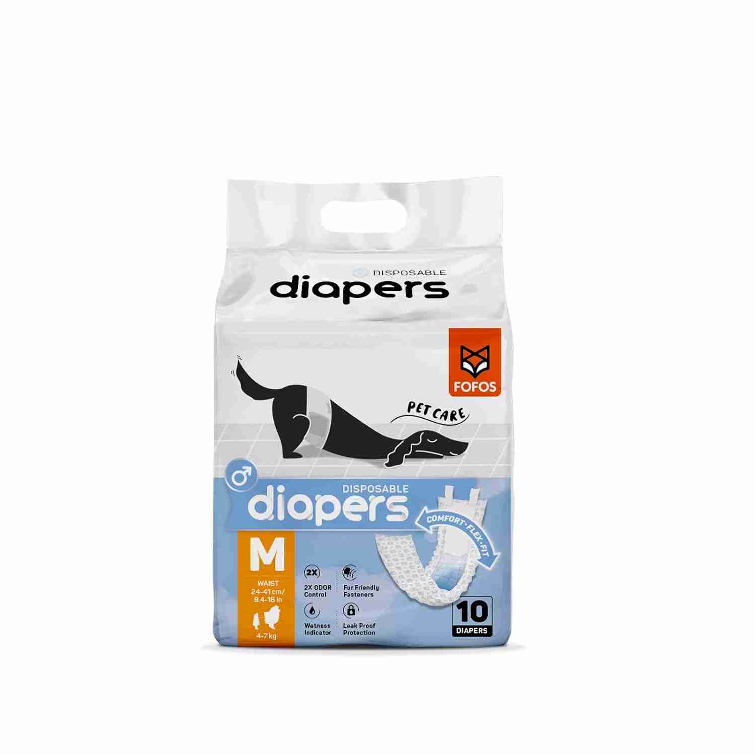 FOFOS | FOFOS Diaper Male Dog Medium 10Pcs (Waist Size 24-41cm)