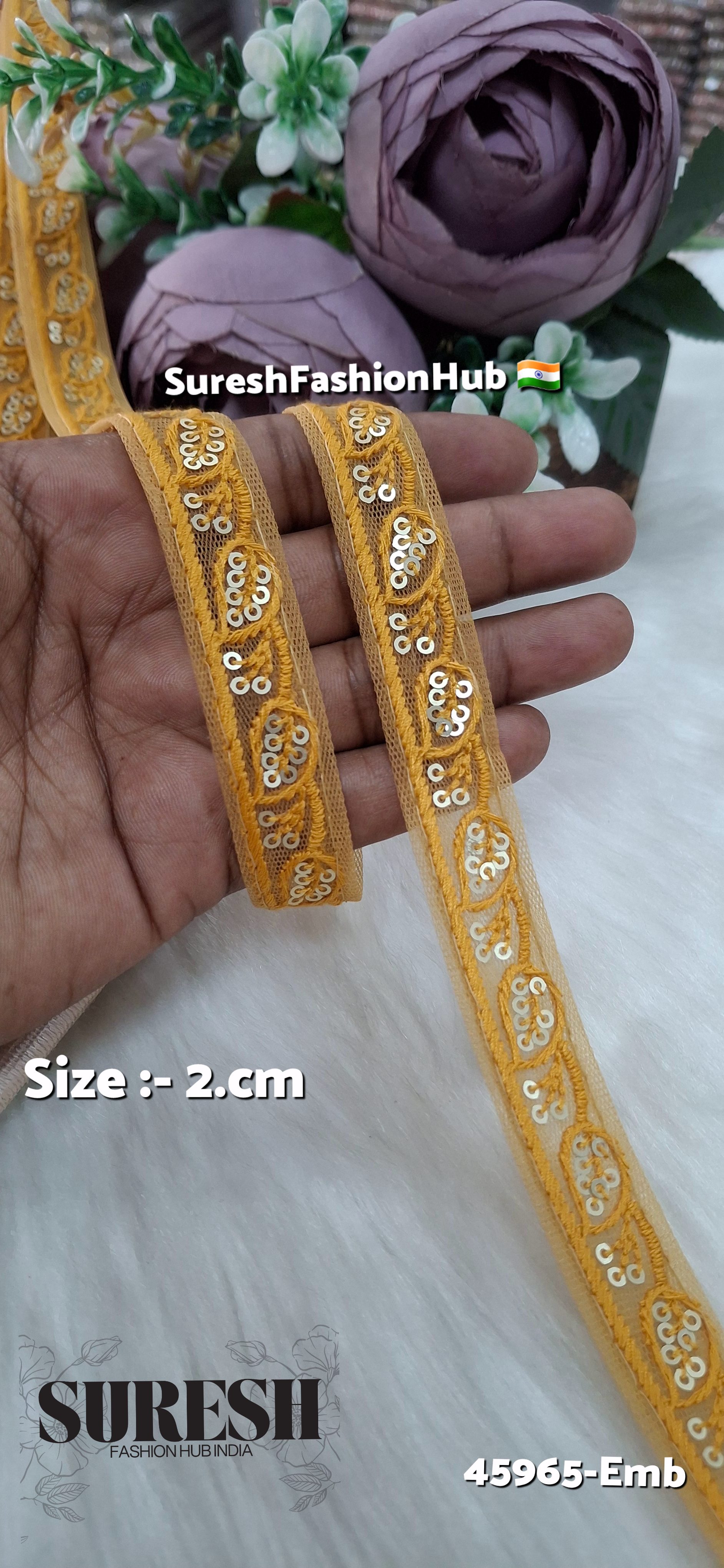 Mustard Tone-on-Tone Embroidery Lace