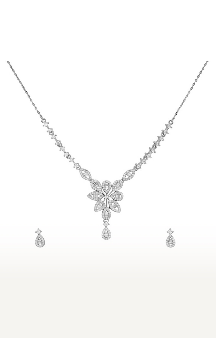 Silver Blossoom Bouquet Necklace Set