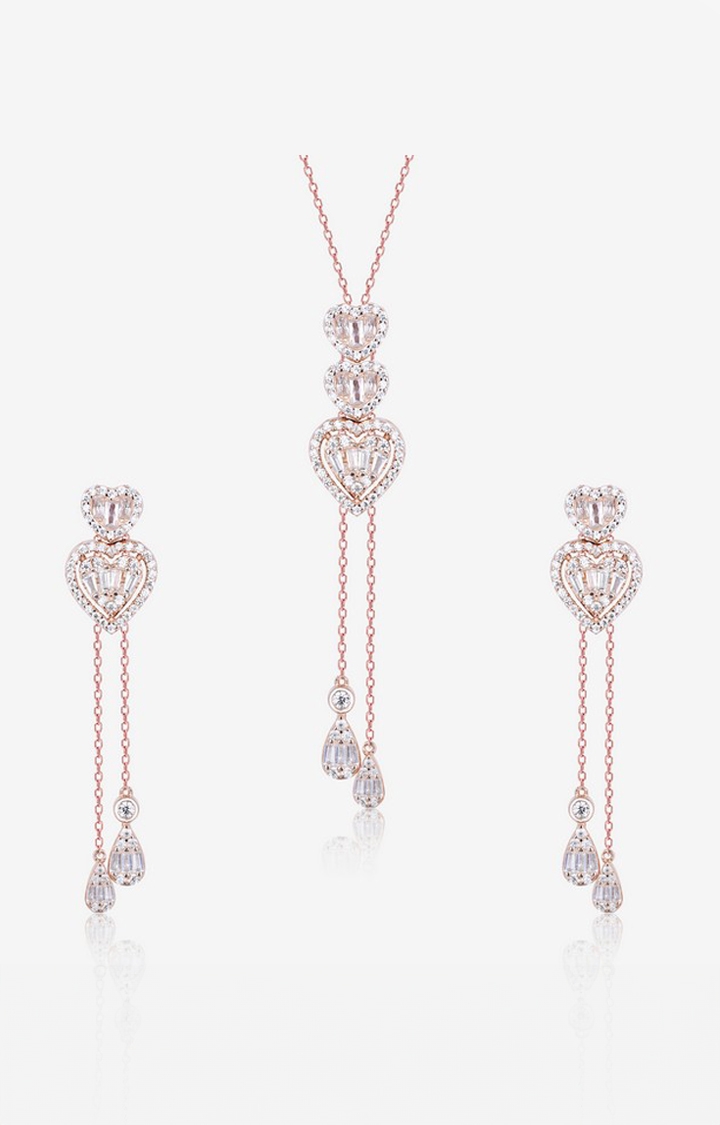 Graceful Heartstrings Silver Necklace Set