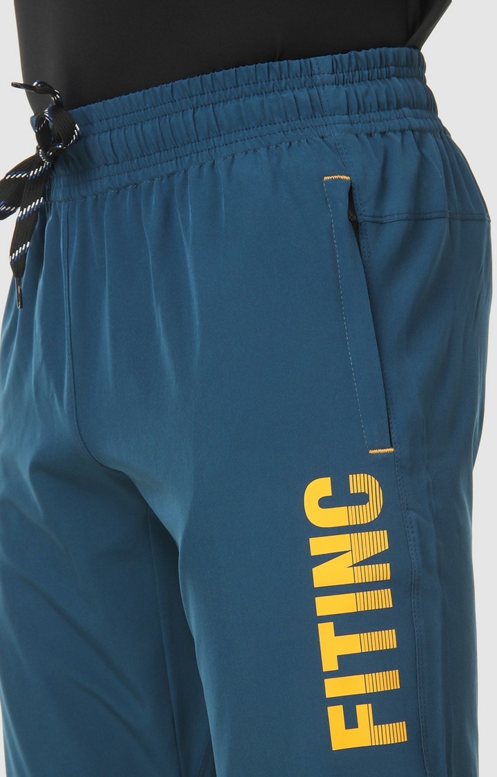 Fitinc | Men's Blue Polycotton Solid Activewear Joggers 3