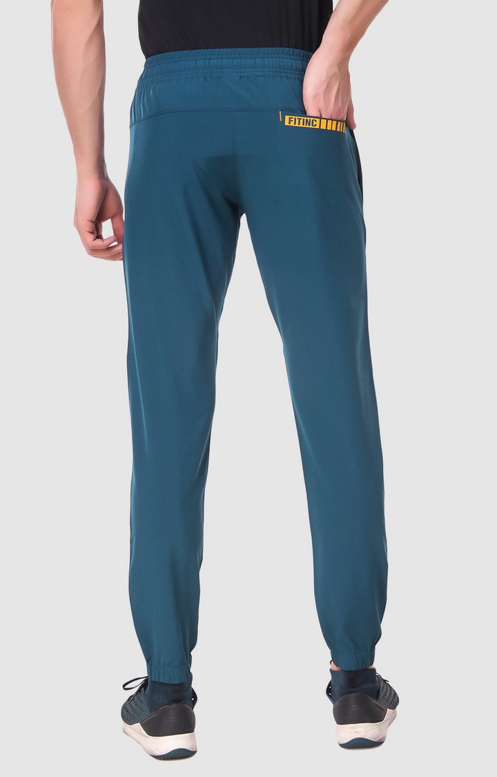 Fitinc | Men's Blue Polycotton Solid Activewear Joggers 2