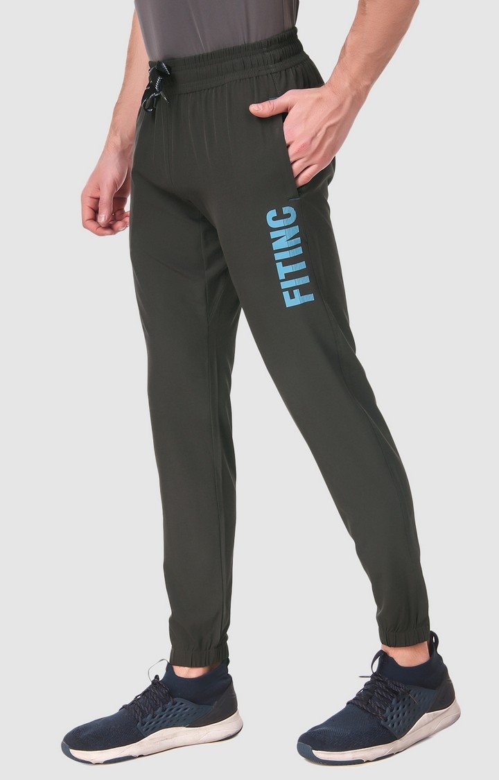 Fitinc | Men's Grey Polycotton Solid Activewear Joggers 0