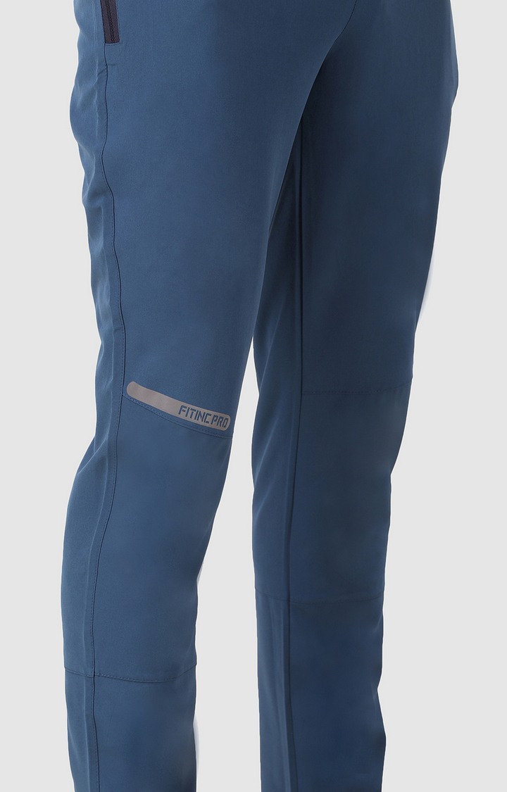 Men's Blue Polycotton Solid Trackpant