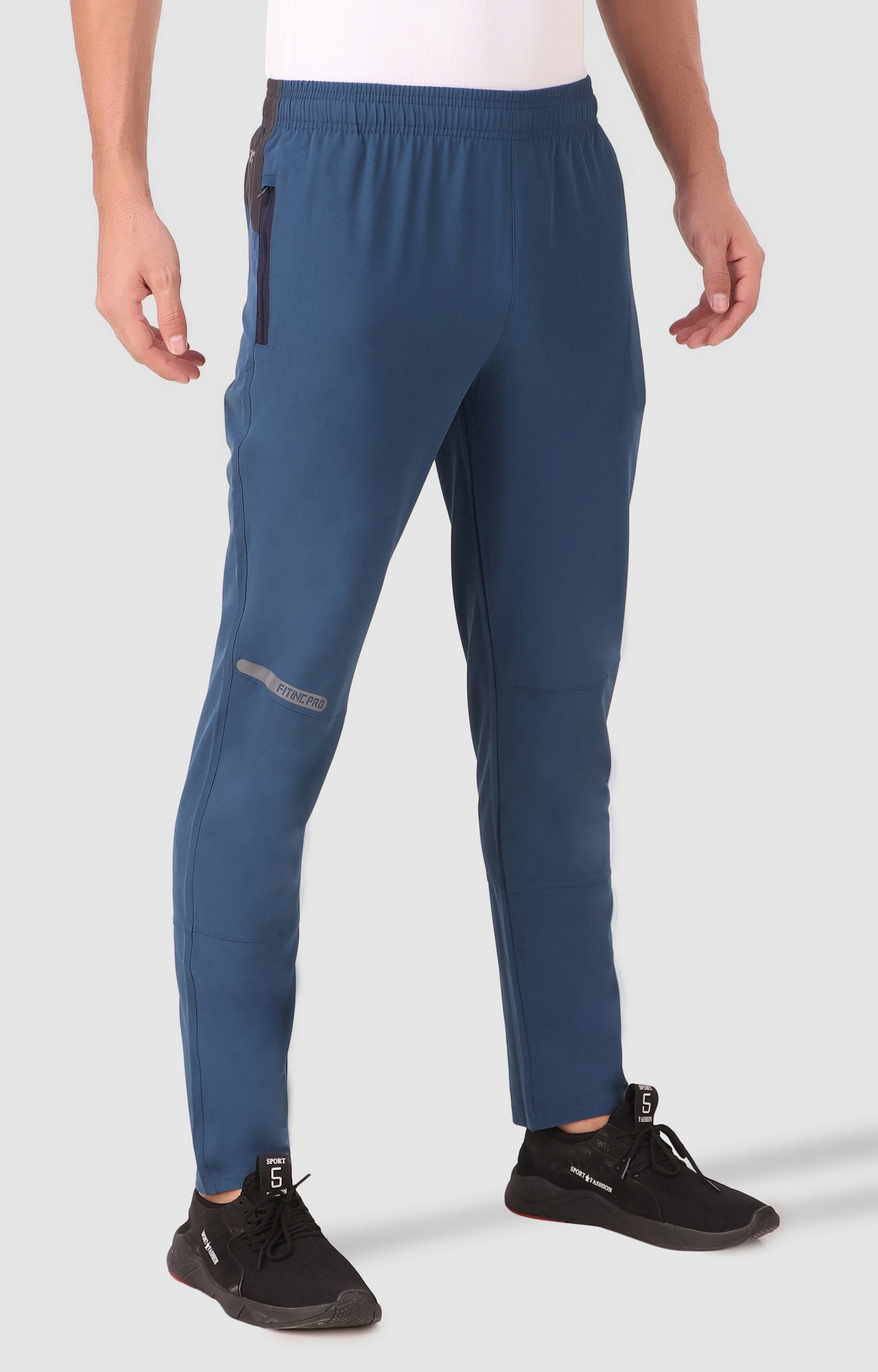 Men's Blue Polycotton Solid Trackpant