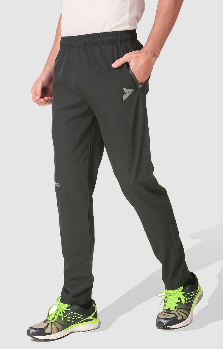 Men's Olive Green Polycotton Solid Trackpant