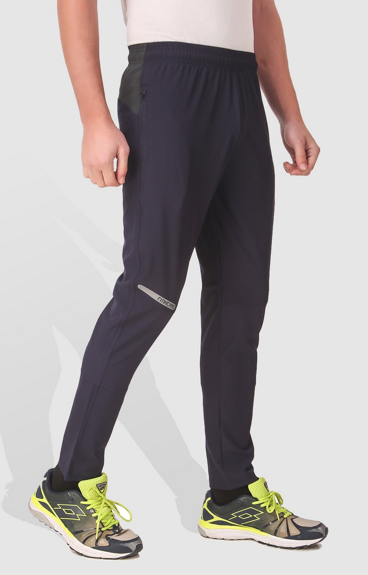 Fitinc | Men's Navy Blue Polycotton Solid Trackpant 3