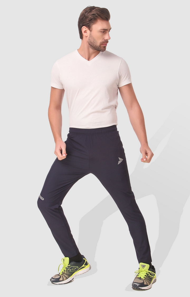 Fitinc | Men's Navy Blue Polycotton Solid Trackpant 2