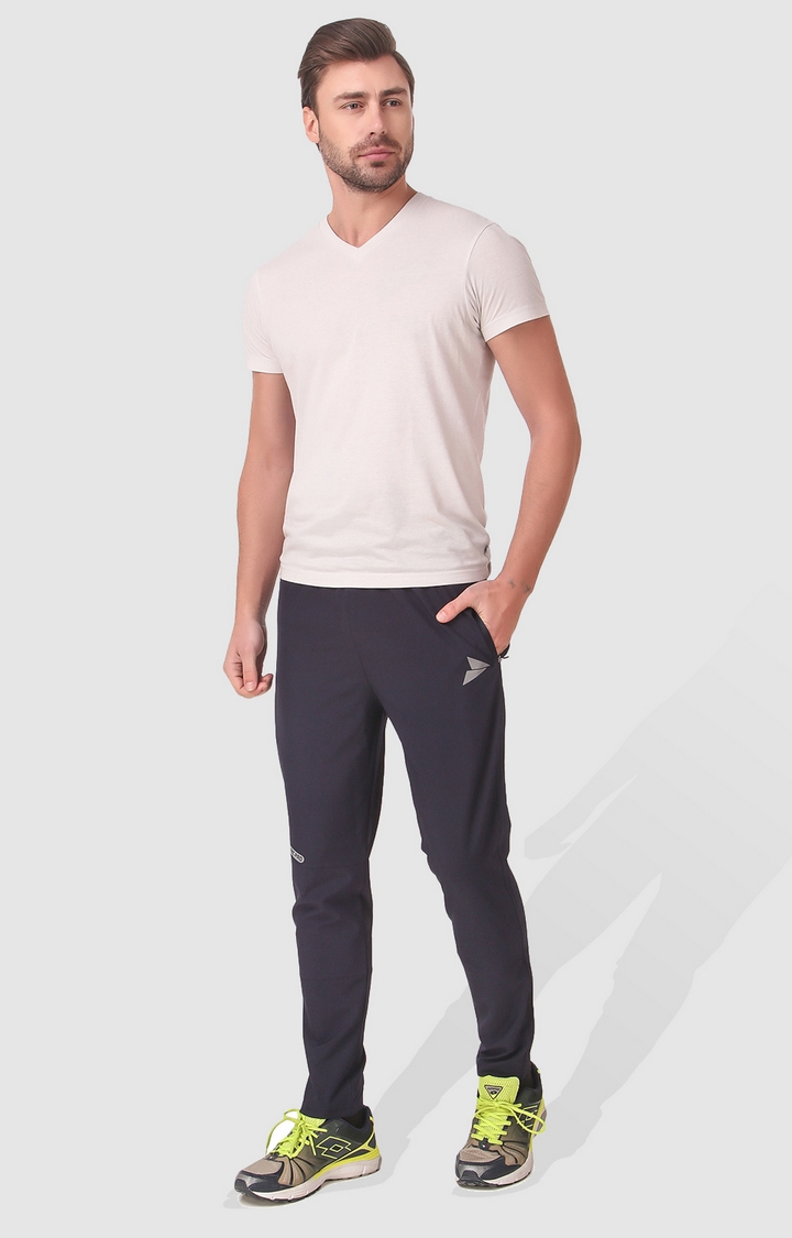 Fitinc | Men's Navy Blue Polycotton Solid Trackpant 1