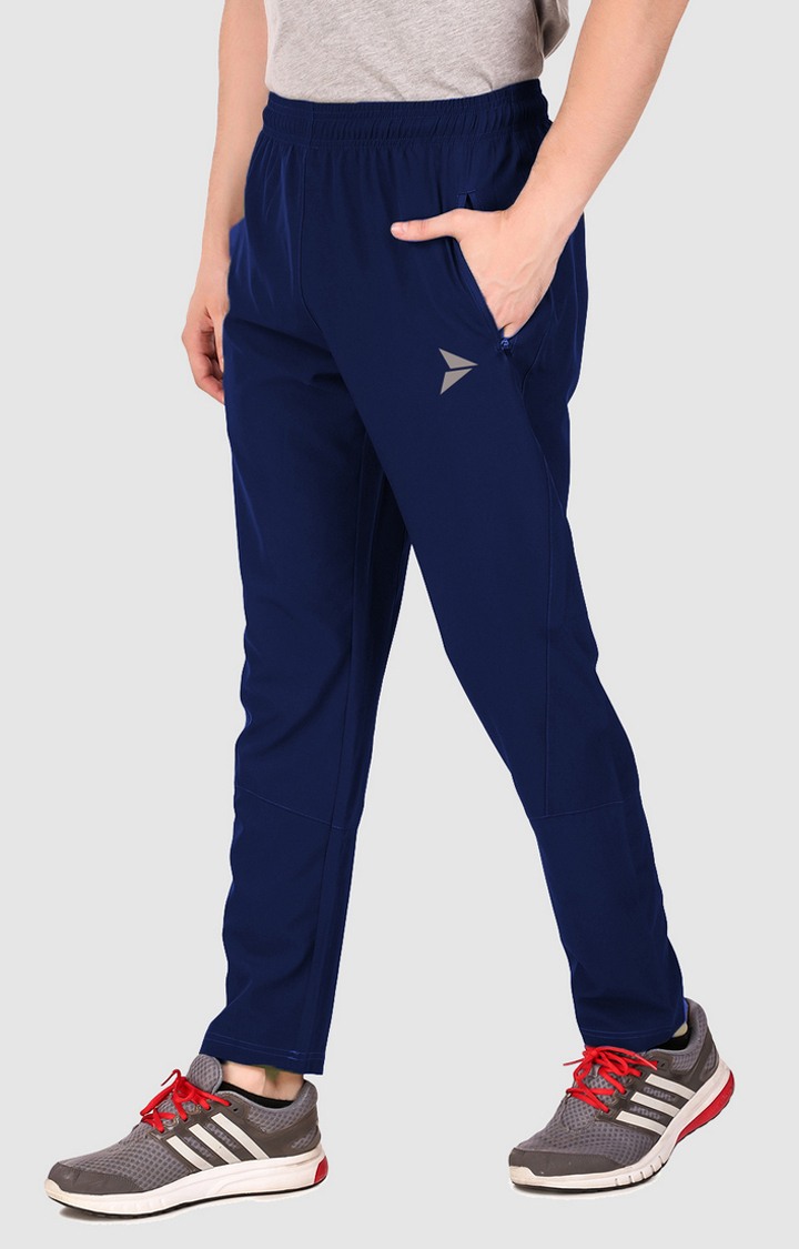 Men's Blue Polycotton Solid Trackpant