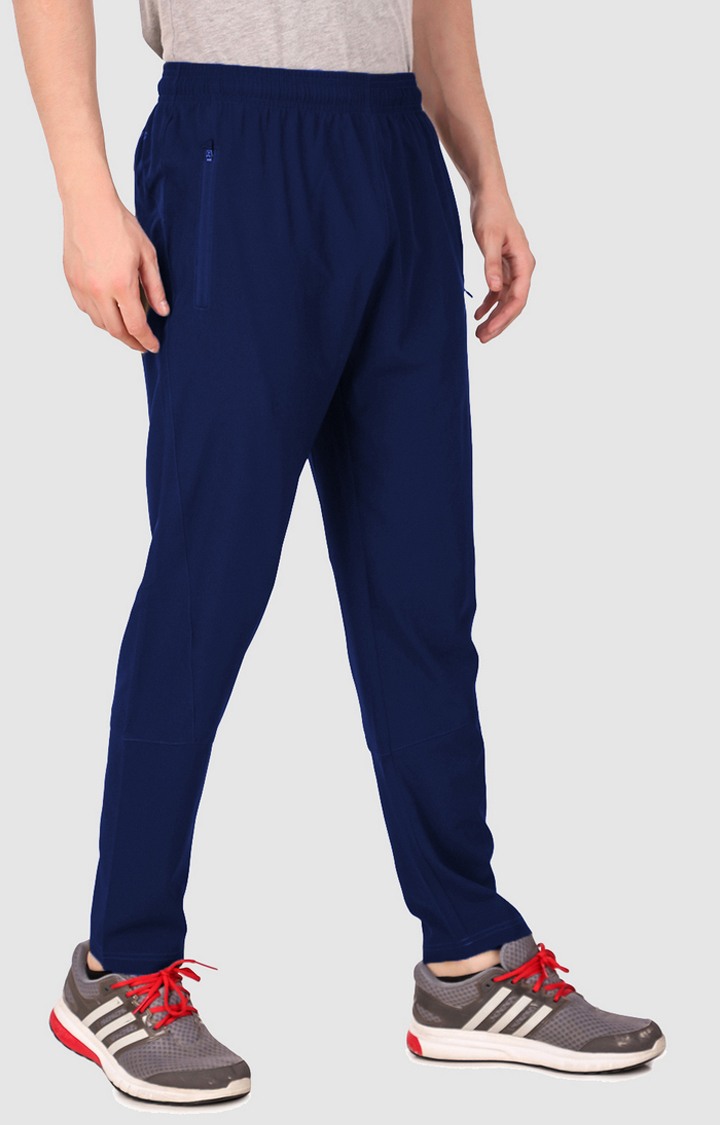 Men's Blue Polycotton Solid Trackpant