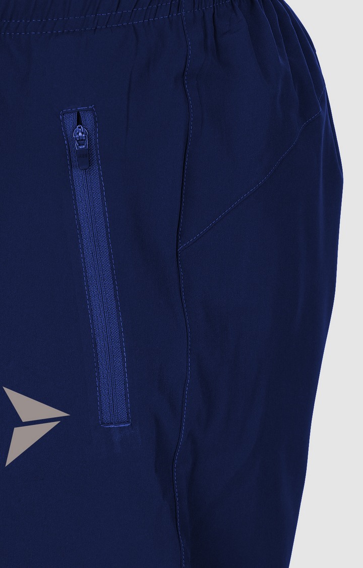 Men's Blue Polycotton Solid Trackpant