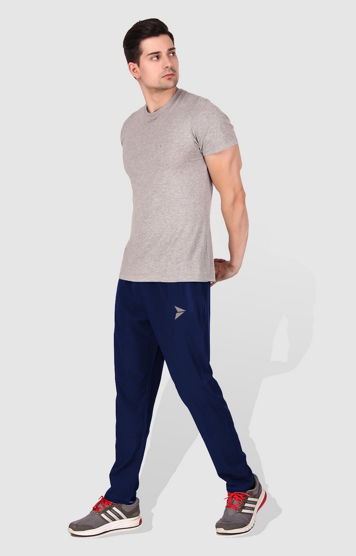 Men's Blue Polycotton Solid Trackpant