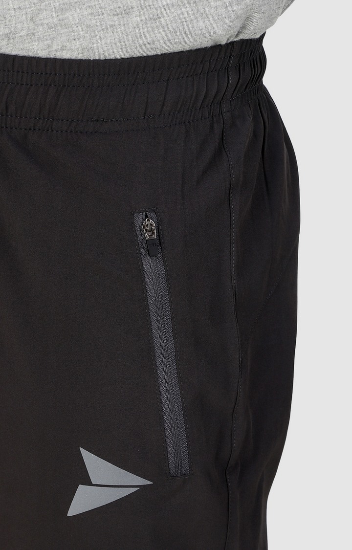 Men's Dark Grey Polycotton Solid Trackpant