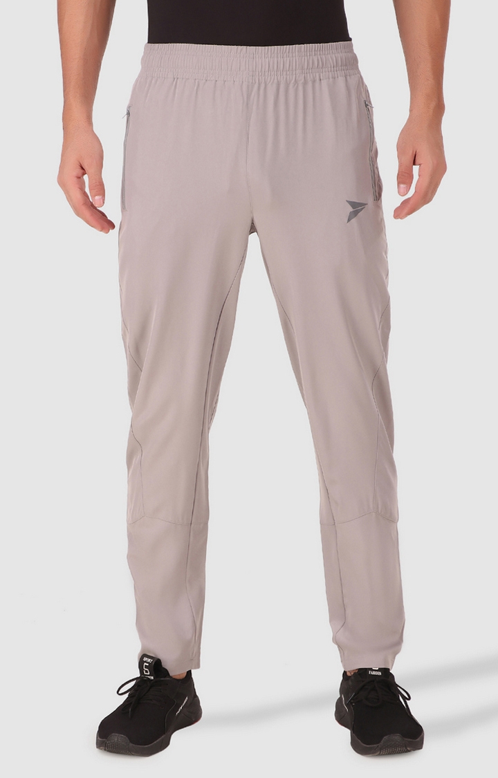Men's Light Grey Polycotton Solid Trackpant