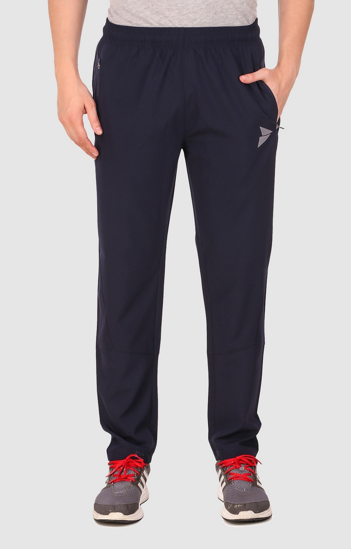 Men's Navy Blue Polycotton Solid Trackpant
