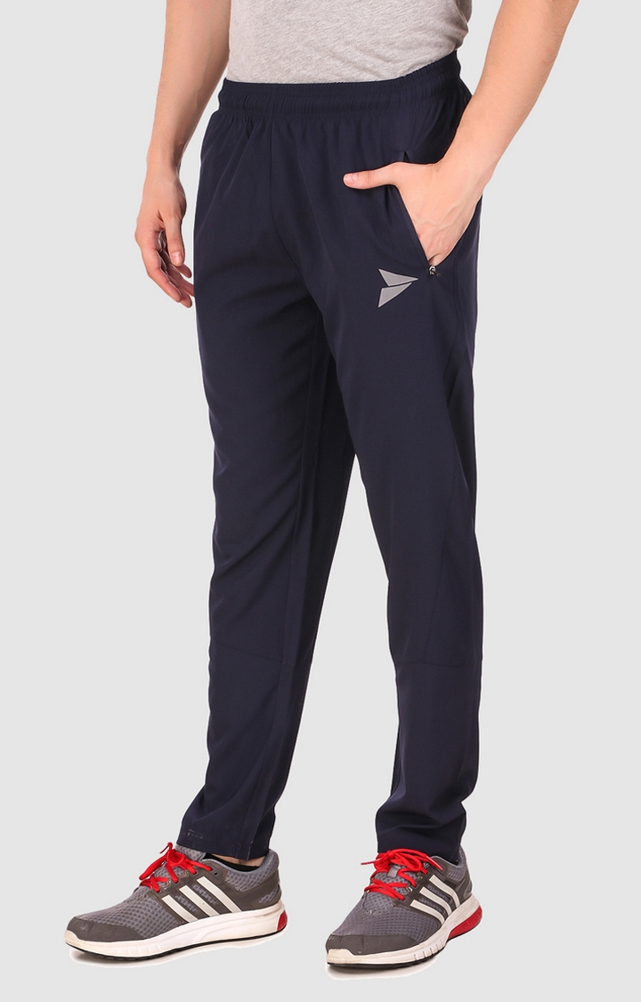 Men's Navy Blue Polycotton Solid Trackpant