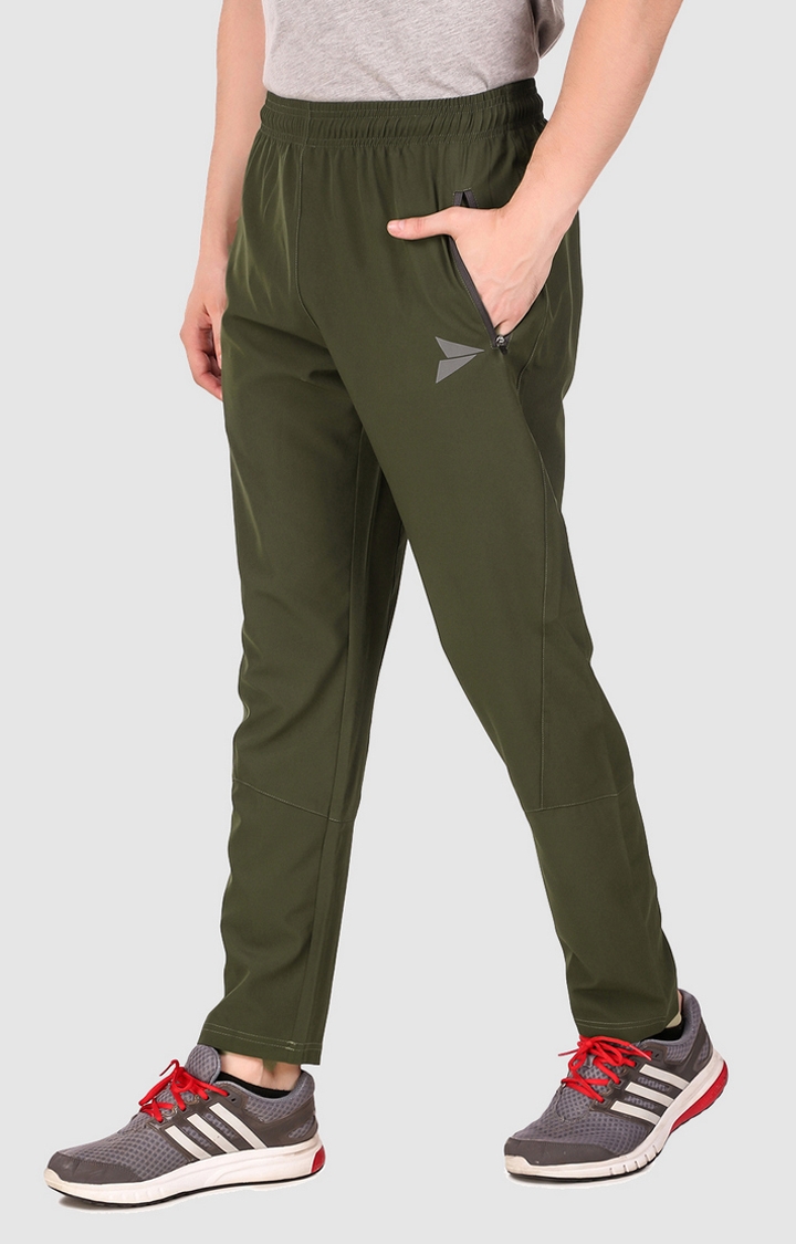 Fitinc | Men's Olive Green Polycotton Solid Trackpant 2