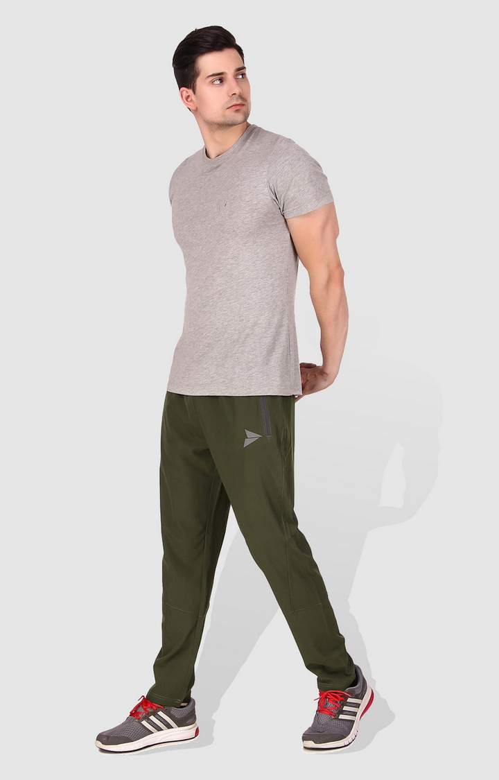 Fitinc | Men's Olive Green Polycotton Solid Trackpant 1