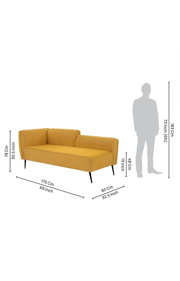 neudot Diva LHS Sofa Chaise Lounger with Black Legs for Living Room|Bedroom|2 Person Sofa|Diwan|Premium Fabric | Solid Wood Frame|2 Seater (Colour : Husky Yellow (DIY))