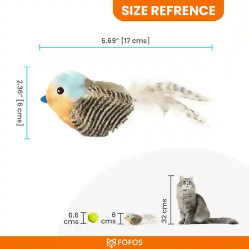 Barkbutler Fofos Blue Bird with Catnip Balls Interactive Toy for Cats