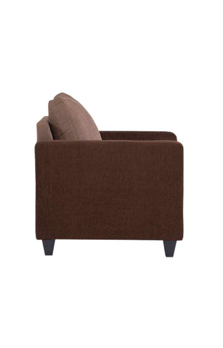 neudot Saya Sofa for Living Room | 1 Persons Sofa| Premium Fabric with Cushioned Armrest | 12 Months Warranty| Solid Wood Frame| 1 Seater in Saya Duo Brown Colour