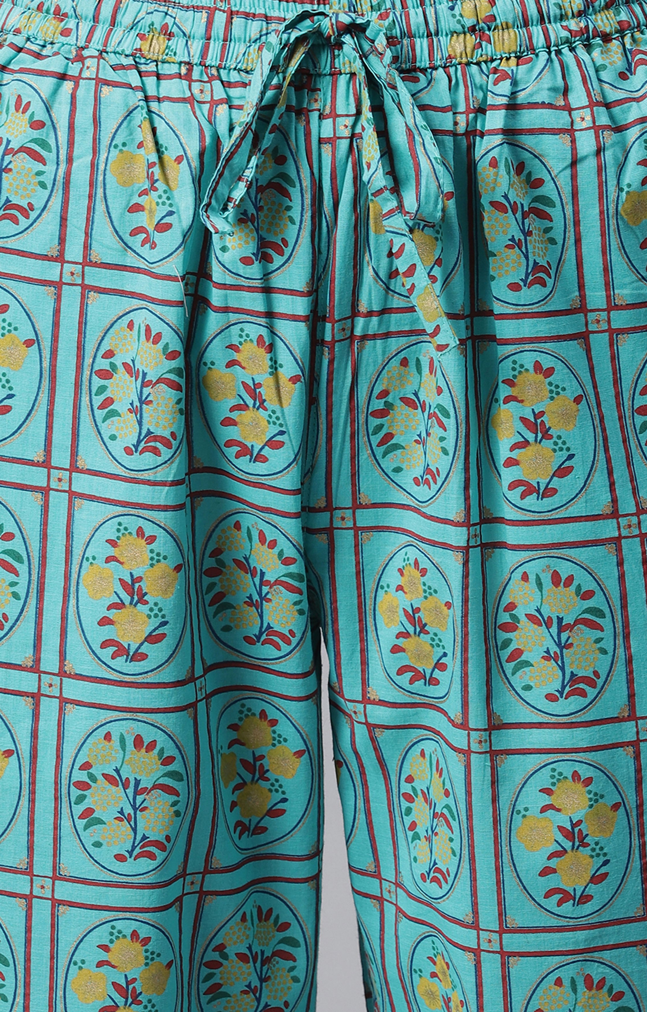 Janasya | Janasya Women's Turquoise Cotton Night Suit Set 5