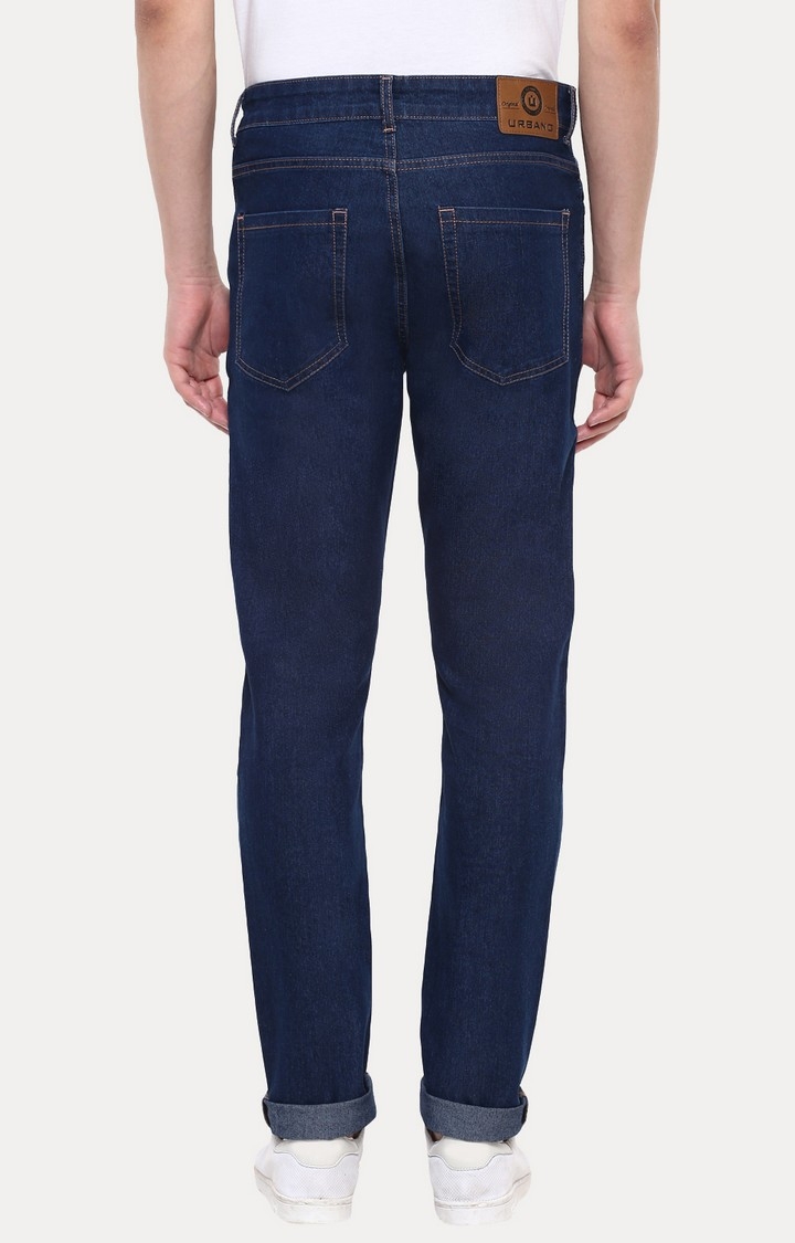 Urbano Fashion | Dark Blue Solid Straight Jeans 3