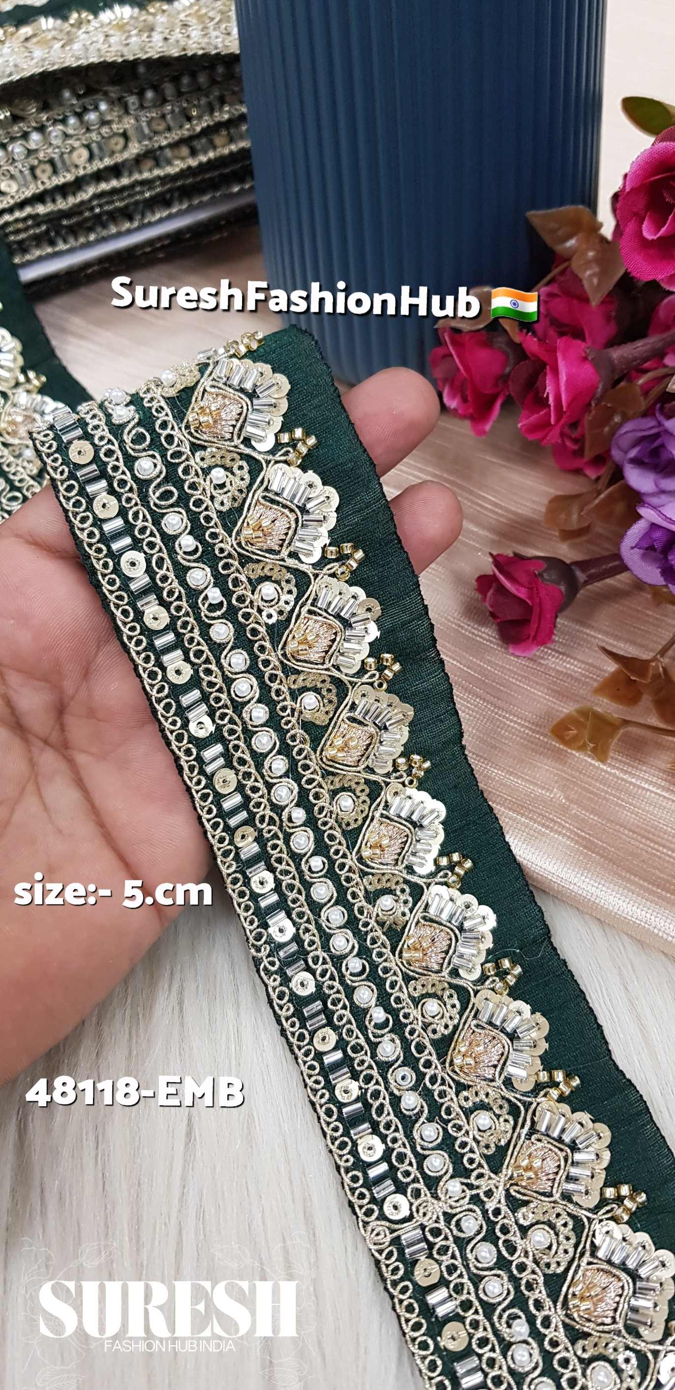 Bottle Green Royal Fern Embroidery Lace