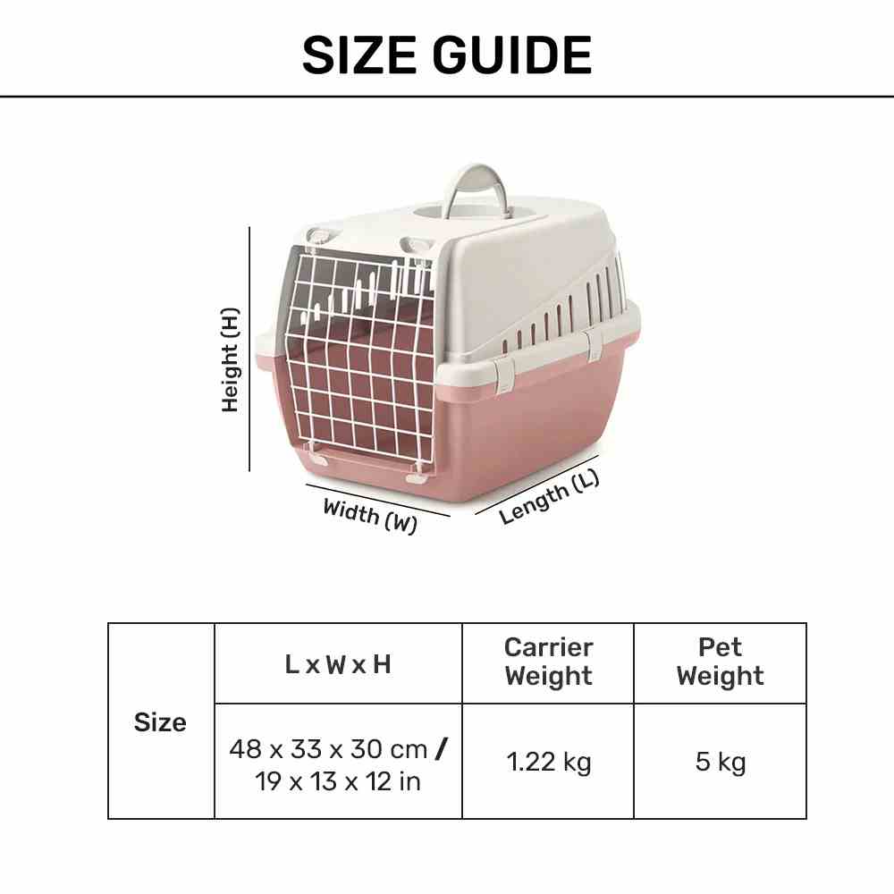 Savic Trotter 1 - Dog & Cat Carrier - Light Grey Ash Rose - 19 x 13 x 12 inch - Holds up to 5 kg