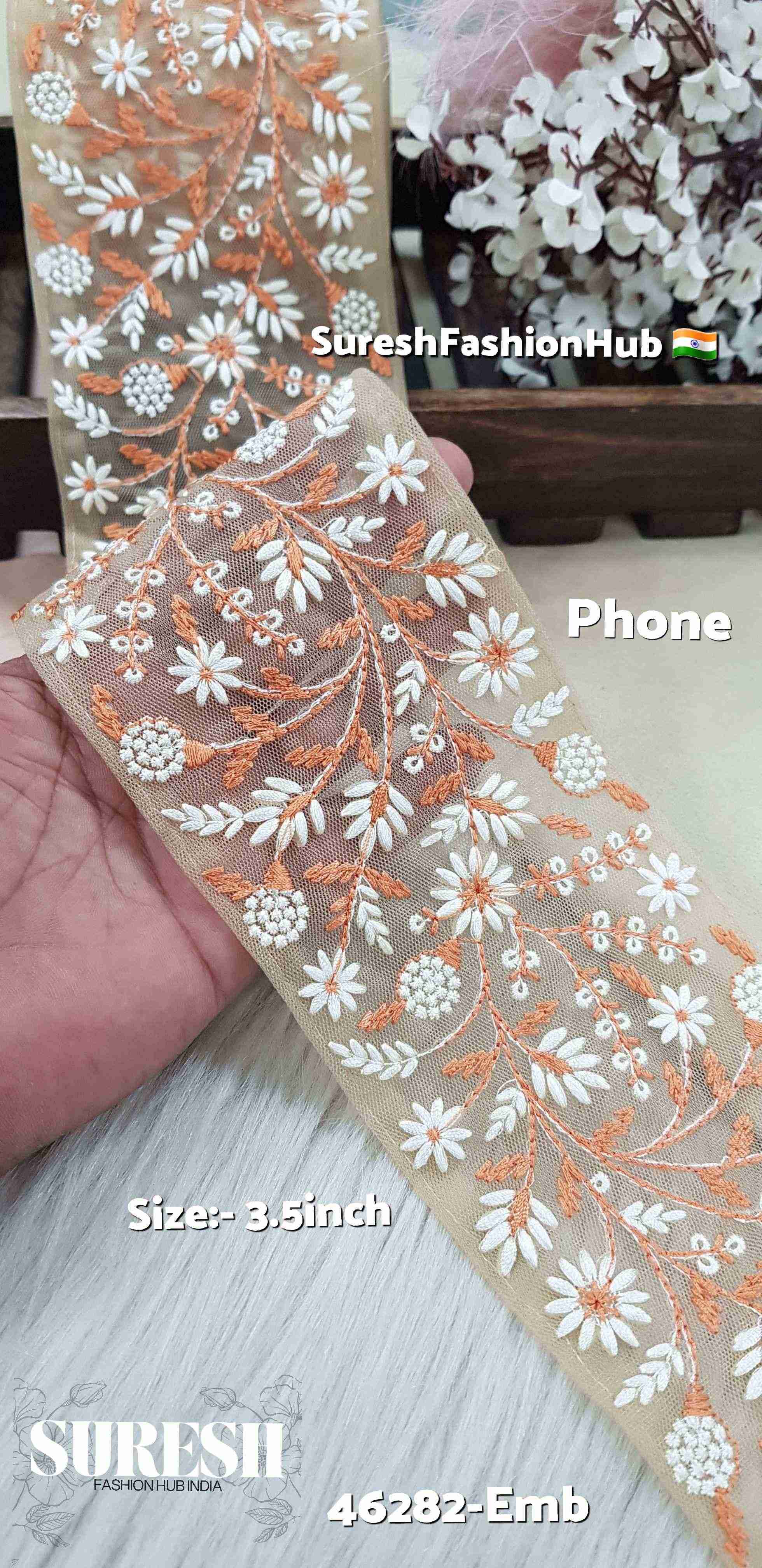 Phone Tone-to-Tone Floral Net Lace