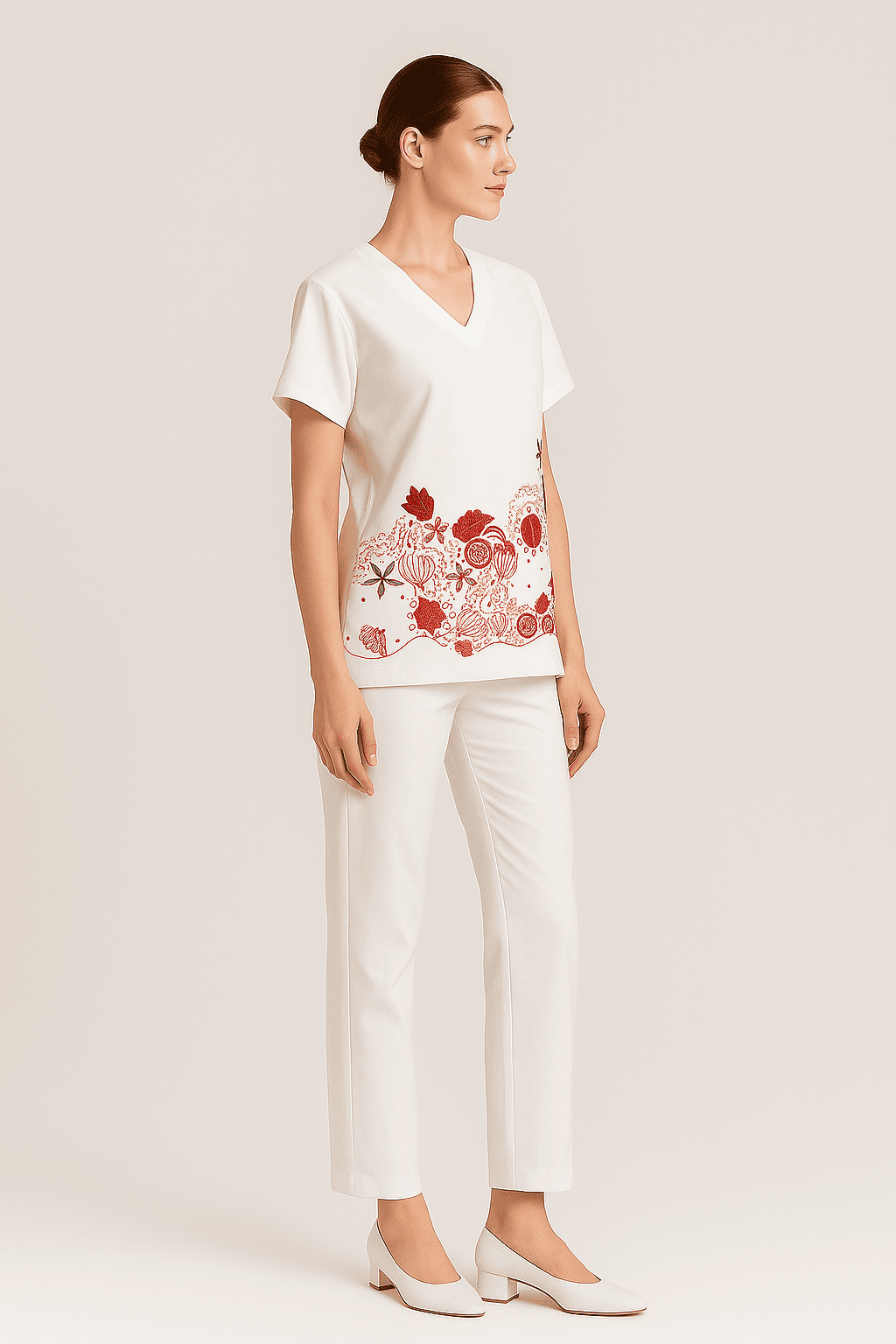 White  embrodiered co-ord set