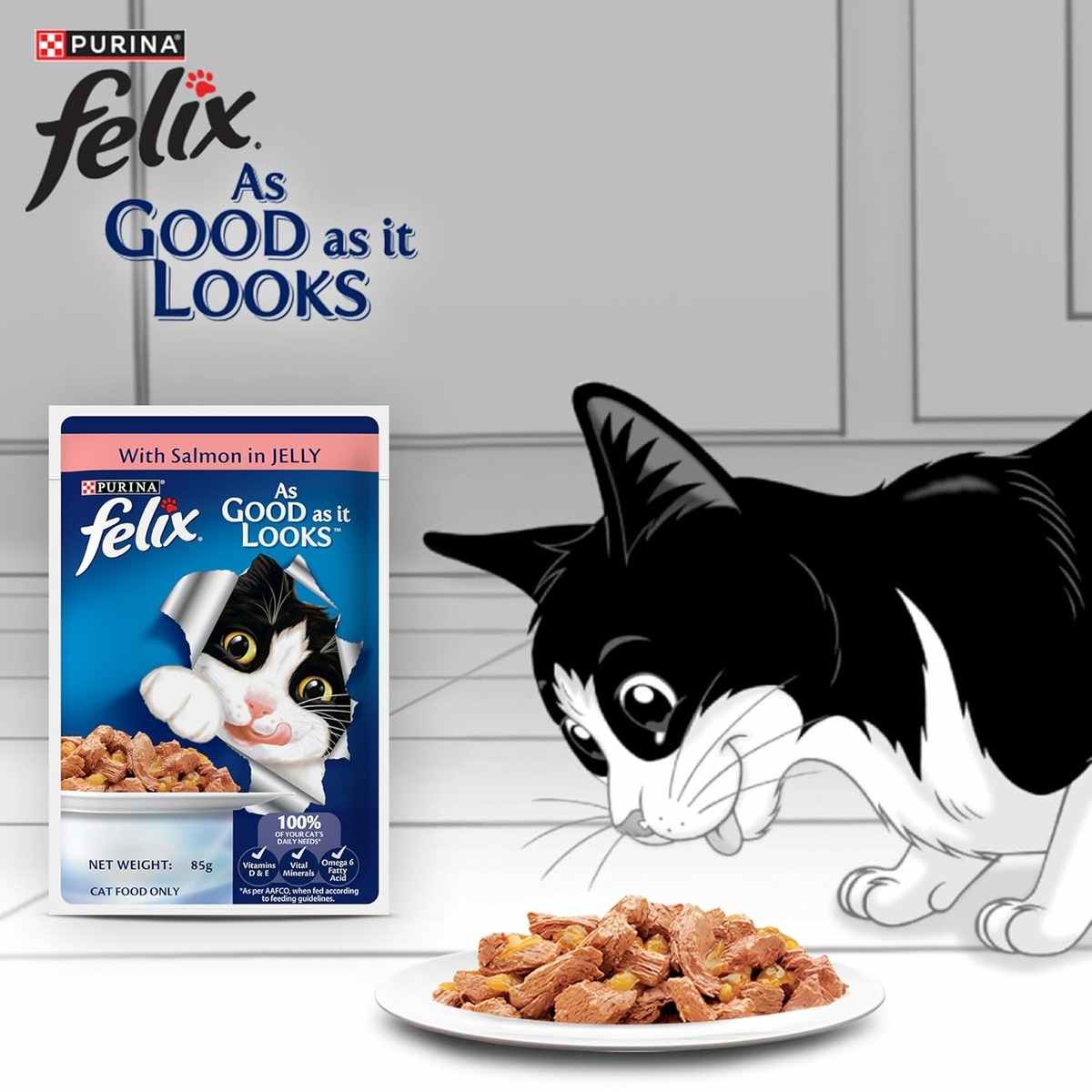 Purina Felix Salmon in Jelly Wet Cat Food - 85gm