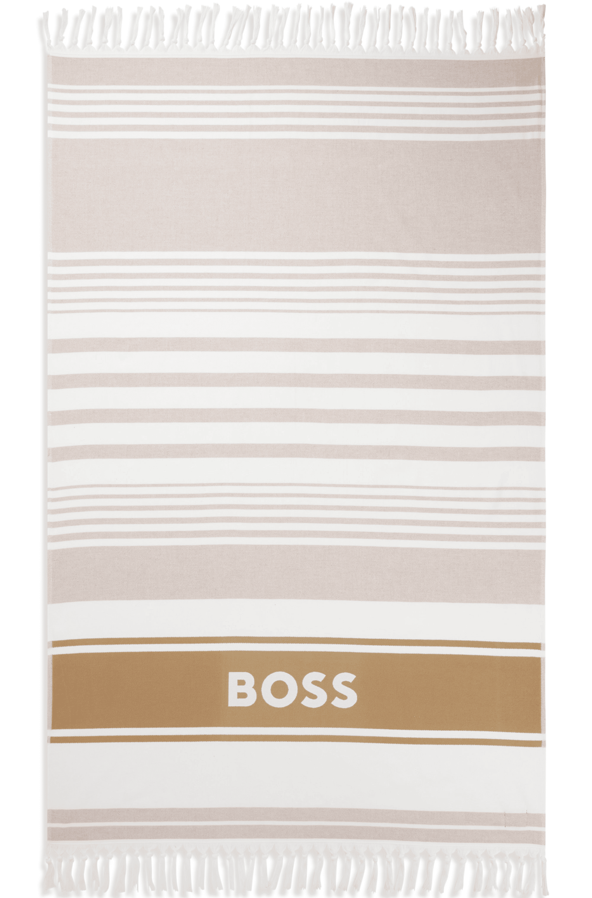 Fringed logo beach towel in cotton jacquard