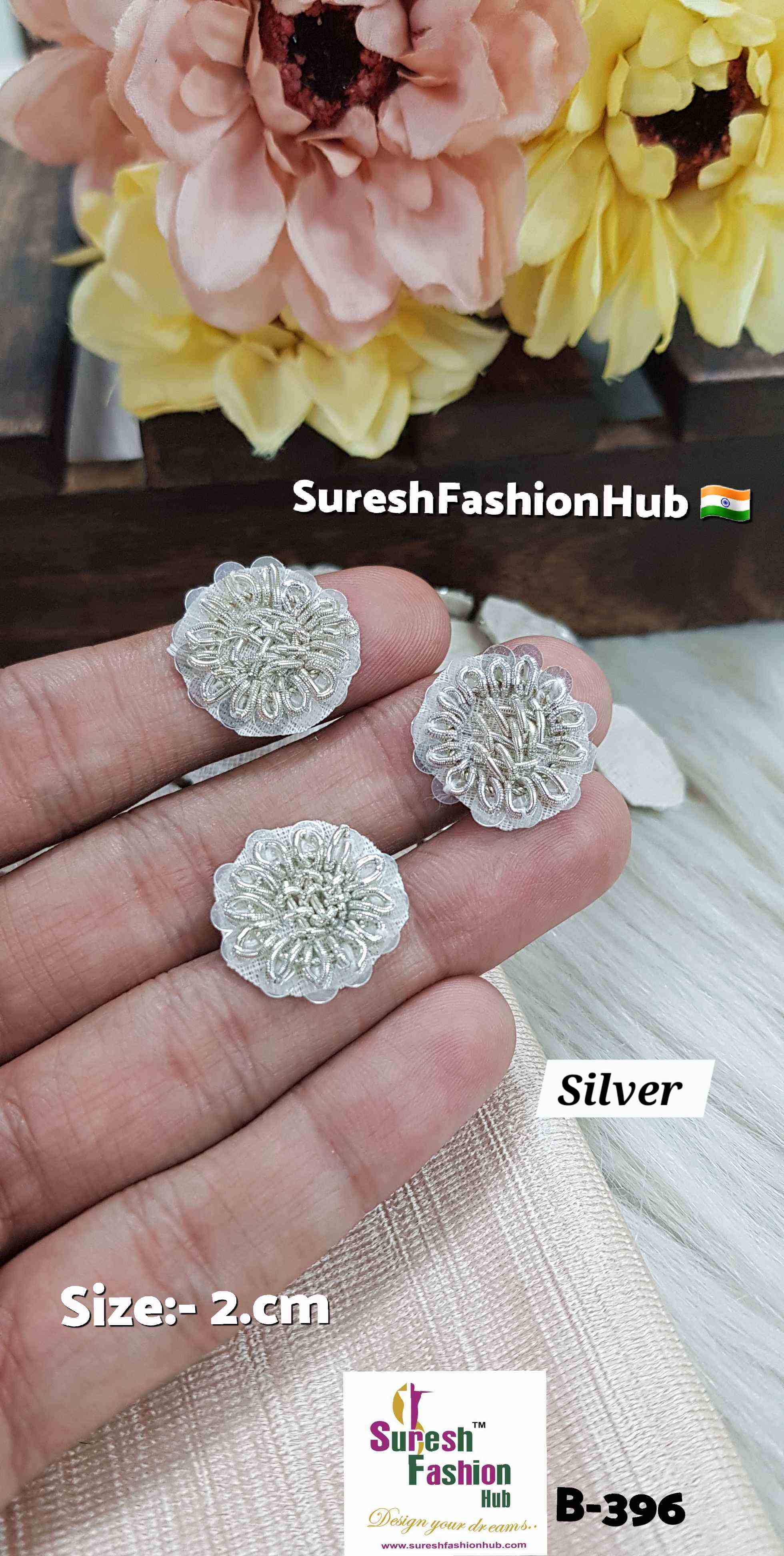 Silver Opulence Zardosi Floral Buttie