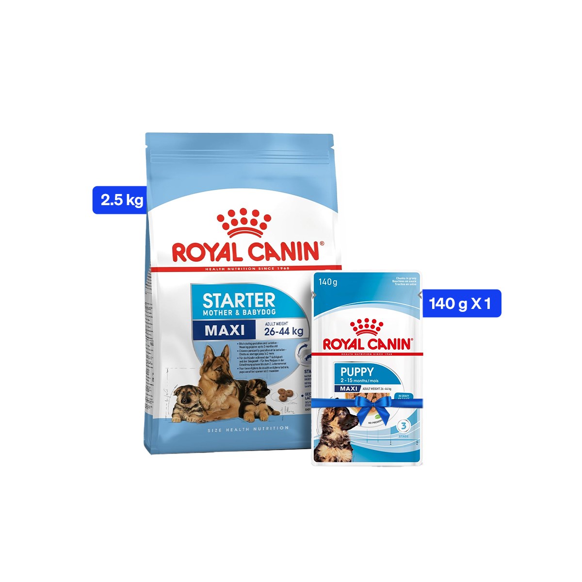 Royal Canin Maxi Starter Dry Dog Food - 2.5 Kg + Wet Food