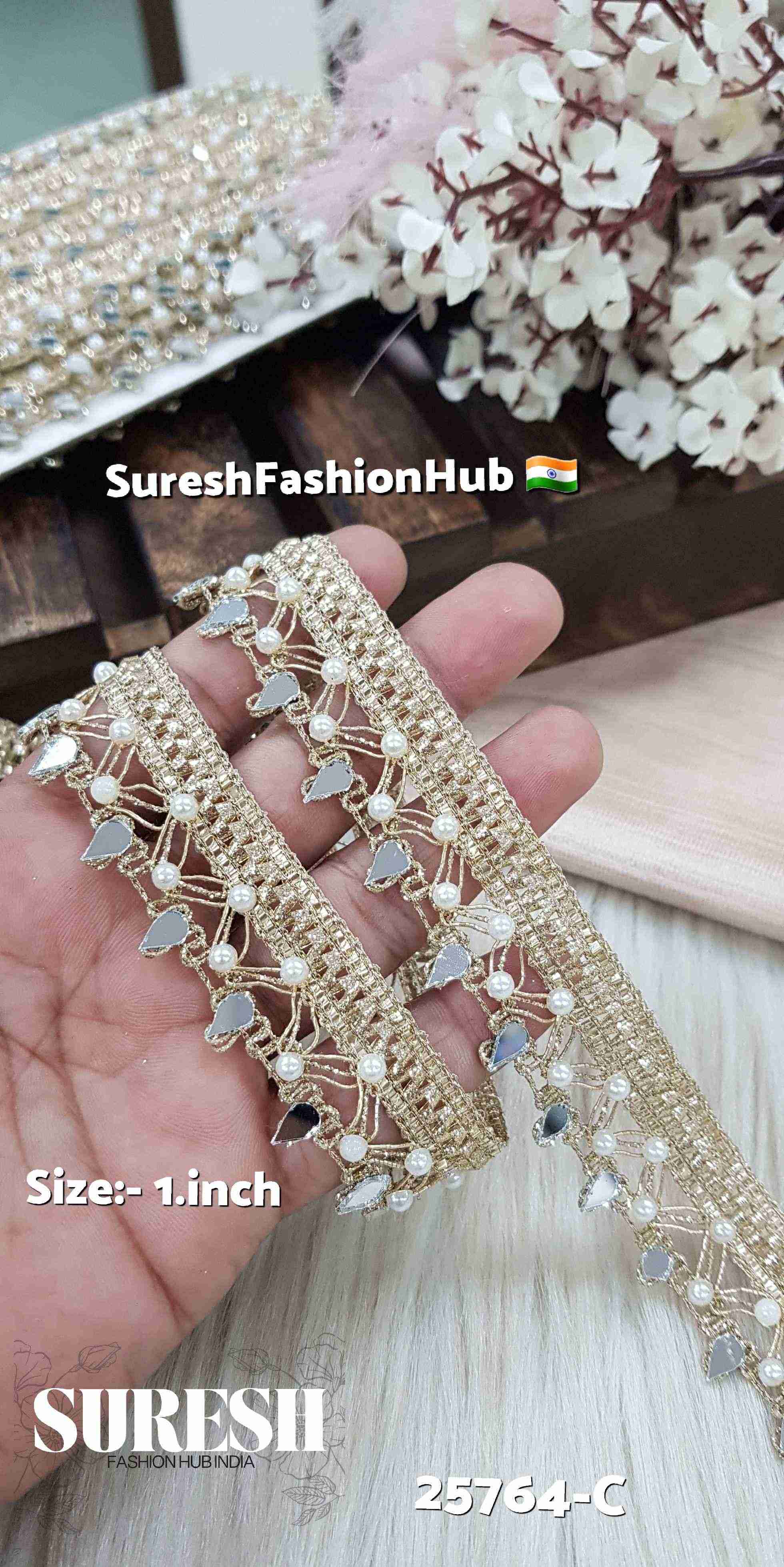 Gleaming Elegance Mirror & Pearl Jhalar Lace