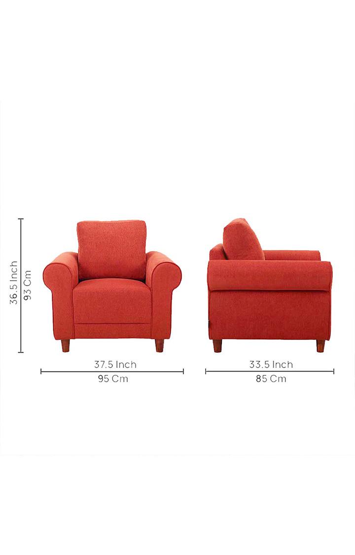 neudot Melody Sofa for Living Room |1 Person Sofa|Premium Fabric with Padded Cushioned Armrest |Solid Wood Frame|1 Seater in Rusty Cider Orange Color