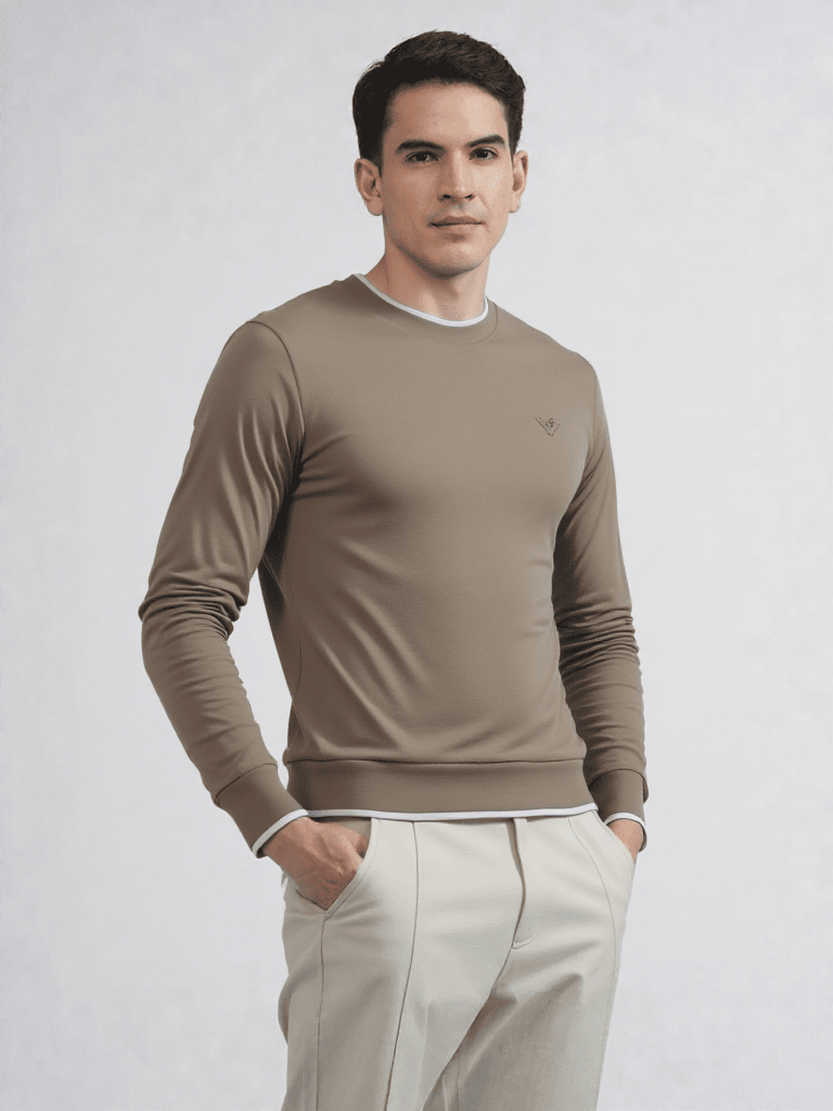 ALBION PREMIUM MENS WINTER CASUAL FAWN T-SHIRTS