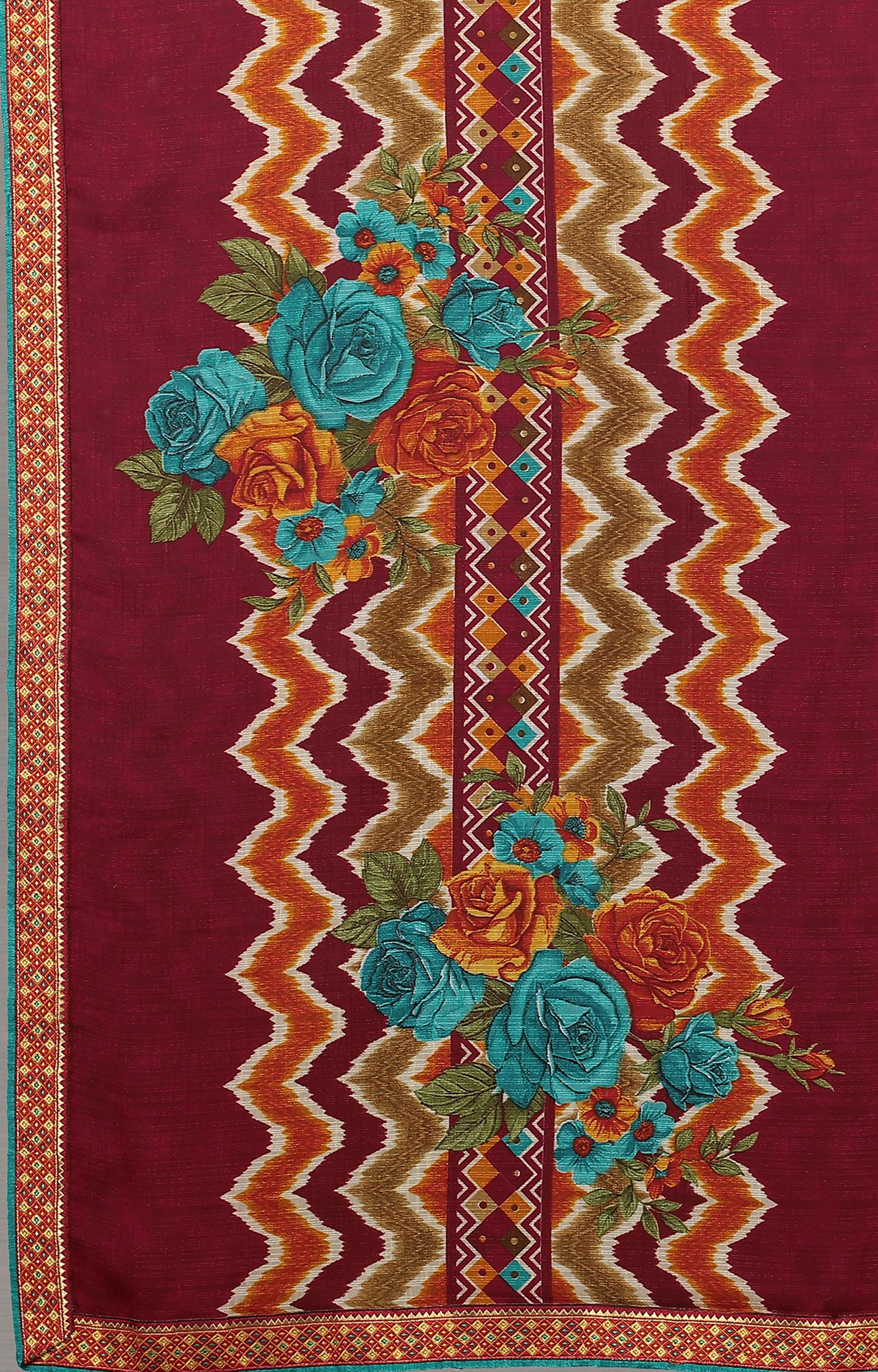 Women Maroon Chiffon Floral Print Saree-S_L21SHUBHLABH31006SSR01
