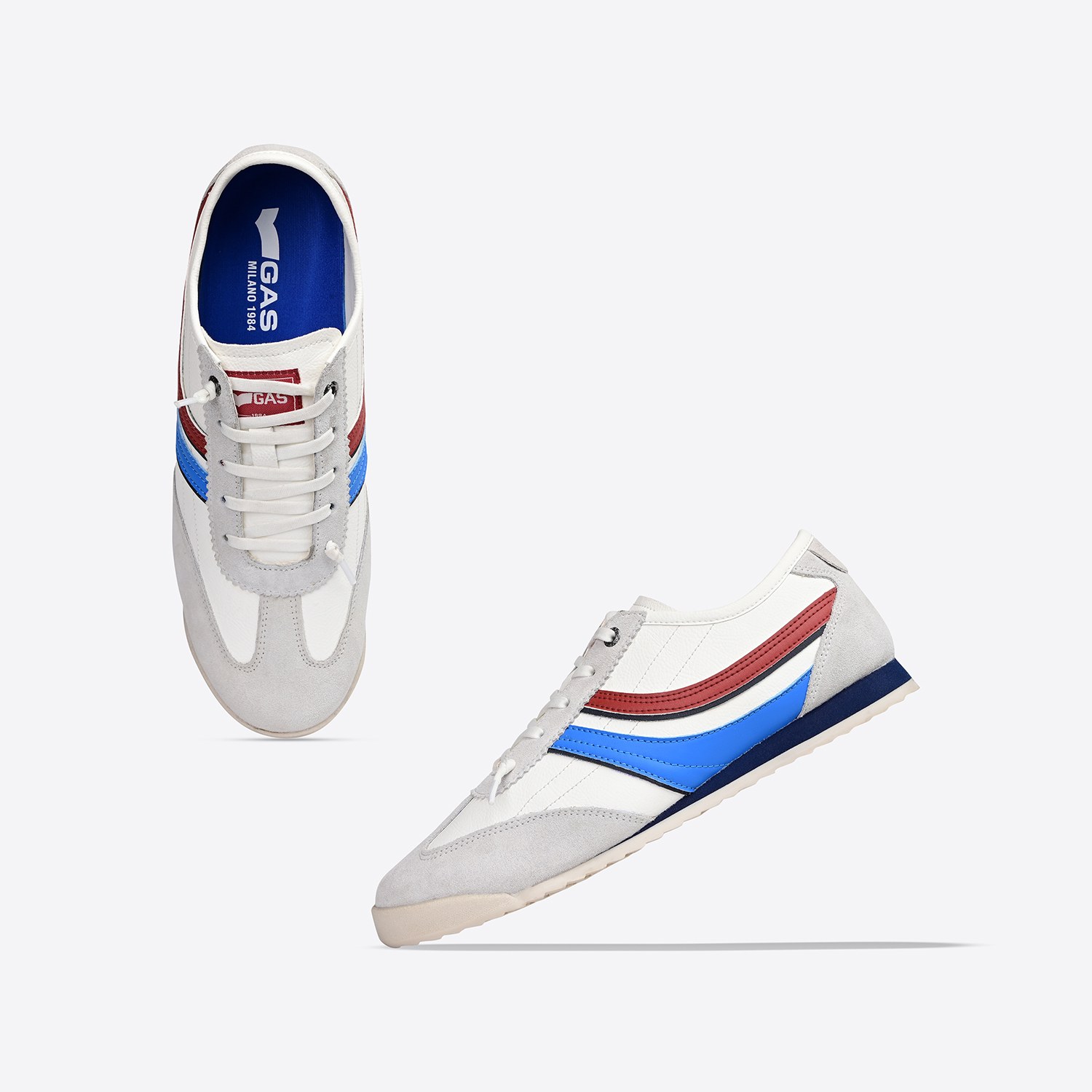 GAS | Men's Quarter-3 White Navy Sneakers|1